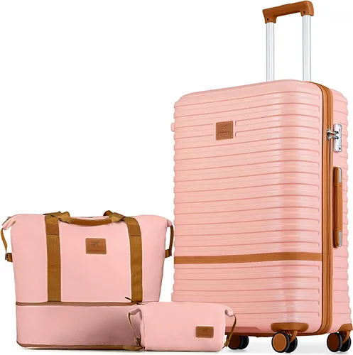 Vista 31 de Juego de maletas Joyway de 3 piezas, juego de maletas extensibles de cabina con rueda giratoria, juego de maletas de carcasa dura con candado TSA