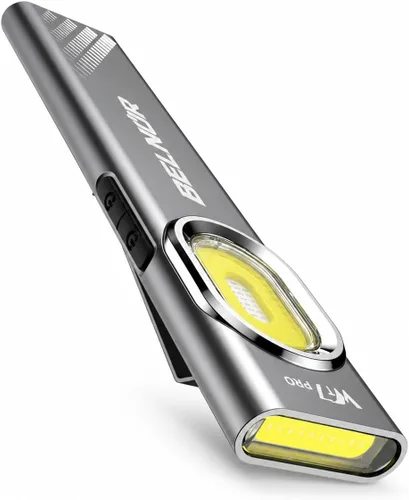 Vista 10 de BELNOR - Linterna LED recargable, linterna plana de bolsillo delgada de 700 lúmenes con COB magnético, luz UV, carga USB-C, mini linterna EDC Naranja