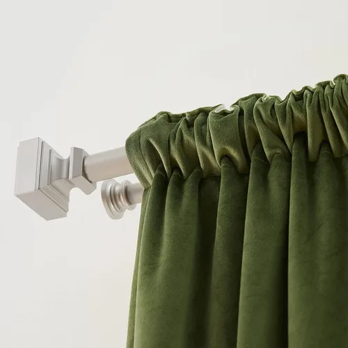 Vista 6 de Amazon Basics - Barra de cortina doble de 1 pulgada para ventanas con remates cuadrados, longitud ajustable, 72 a 144 pulgadas, acabado de níquel