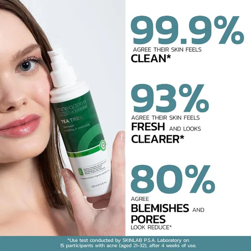 Vista 2 de Mineaderm Jabón facial con aceite de árbol de té, limpiador facial diario para pieles grasas y propensas al acné, lavado facial para mujeres
