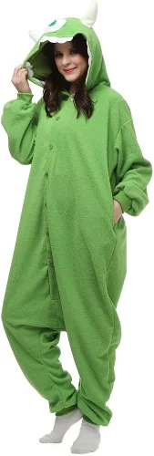 Vista 5 de Mike Wazowski - Mameluco para mujeres y hombres, disfraz de Halloween y Navidad, color verde