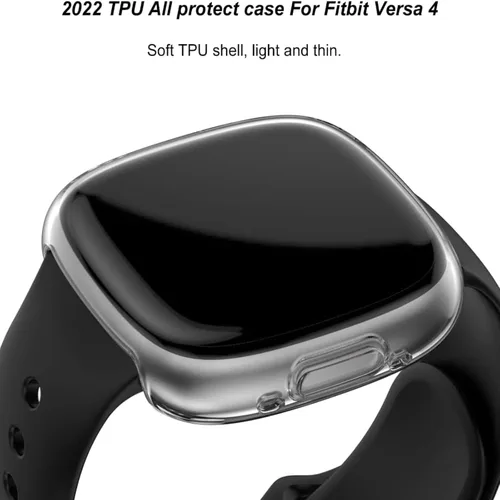 Vista 5 de Rc-Z [Paquete de 4] Funda protectora de pantalla para Fitbit Versa 4/Fitbit Sense 2, TPU antiarañazos, cubierta completa, accesorios