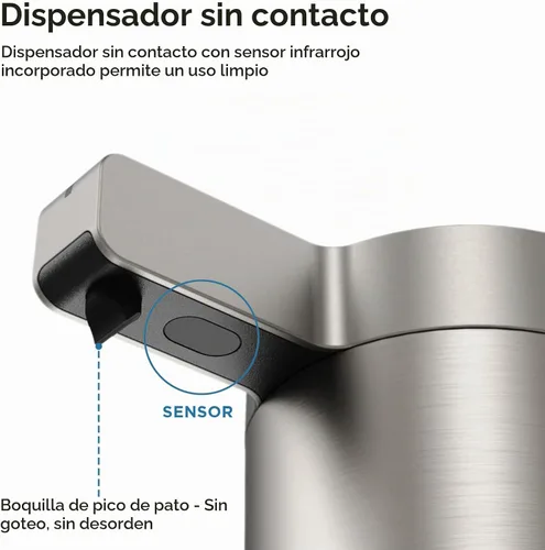Vista 4 de Newise Dispensador automático de jabón, sin contacto, 9 oz, acero Acero inoxidable