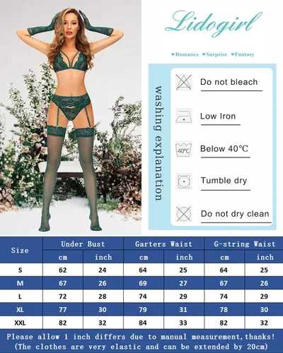 Vista 5 de Lencería para mujer con medias y guantes o máscara de ojos, liguero conjunto de lencería