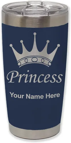 Vista 19 de LaserGram Vaso aislado al vacío de 20 onzas, corona de princesa, grabado personalizado incluido (negro)