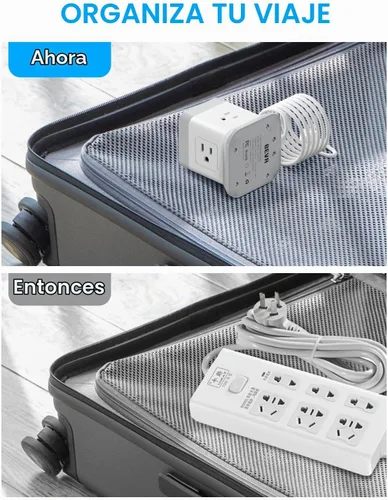 Vista 5 de BEVA Regleta de alimentación con USB - Estación de carga de escritorio con cable de extensión de 5 pies de largo, cubo de regleta con 4 tomas