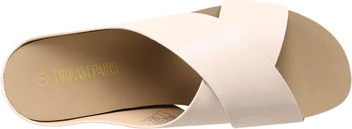 Vista 5 de DREAM PAIRS Sandalias de corcho para mujer, con puntera abierta, bonitas, cruzadas, planas, para verano