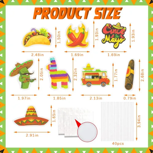 Vista 2 de Hying 40 adornos para cupcakes de fiesta mexicana para niñas y niños, cactus y cigarros, sombreros para cupcakes para fiestas temáticas, decoración