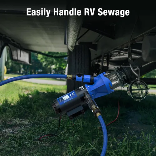 Vista 4 de CrestWave Bomba maceradora RV - Vaciado rápido de 4 minutos para tanques de caravanas y barcos 12 GPM, elevación de 10 pies Motor de cobre de 12