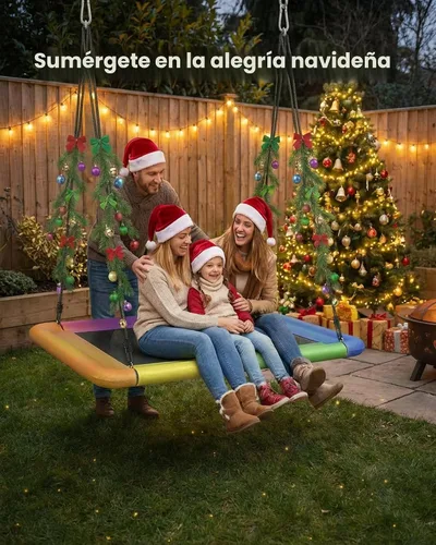 Vista 7 de Everyfun Columpio de árbol para niños y adultos, columpio de plataforma rectangular impermeable de 60 pulgadas, 700 libras resistente con correas