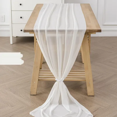 Vista 39 de Paquete de 2 caminos de mesa de gasa de 10 pies de 29 x 120 pulgadas, camino de mesa romántico transparente para boda, fiesta de cumpleaños