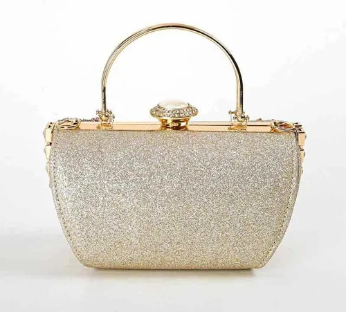 Vista 4 de Bolso de mano de noche brillante para mujer, con purpurina brillante y diamantes de imitación para boda, fiesta de graduación