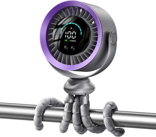 Vista 10 de Ventilador portátil para cochecito, rotación de 360°, 17 horas de Rosa