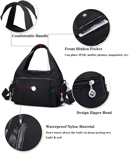 Vista 5 de MINTEGRA Bolso cruzado para mujer, bolso impermeable con múltiples bolsillos de nailon para viajes