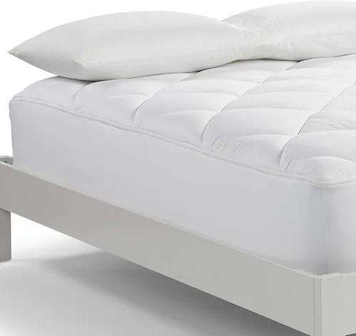 Vista 3 de Serta Protector de colchón acolchado 100% algodón suave de lujo con relleno de fibra de enfriamiento, individual, color blanco