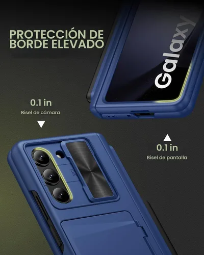 Vista 8 de Funda para Samsung Galaxy Z Fold 5 y Soporte para S Pen y Protección de Bisagra y Cubierta de Cámara, Tarjetero Incorporado y Protector de Pantalla