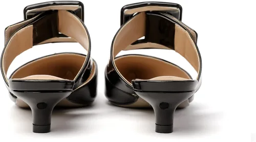 Vista 5 de Soireelady Zapatos de tacón bajo para mujer, zapatos de tacón bajo, sin espalda, punta baja, zapatos de vestir para uso diario