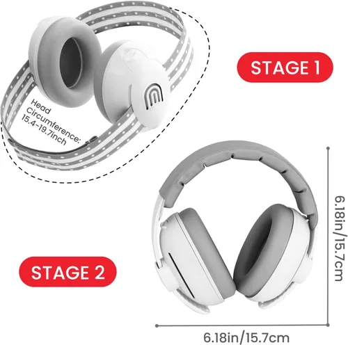 Vista 6 de Auriculares ajustables 2 en 1 con cancelación de ruido para bebés y niños pequeños Blanco
