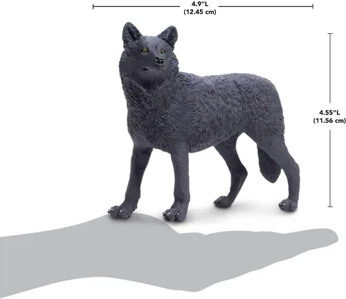 Vista 3 de Safari Ltd. Figura de lobo negro, figura realista de 5.3 pulgadas, juguete educativo para niños, niñas y niños a partir de 1 año
