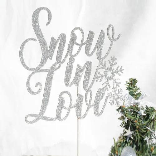 Vista 6 de Decoración para pastel de nieve enamorada, decoración de despedida de soltera de invierno, temática de invierno, compromiso, boda, aniversario