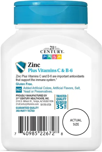 Vista 8 de 21st Century Zinc masticable Withc & B6 - Cereza, 90