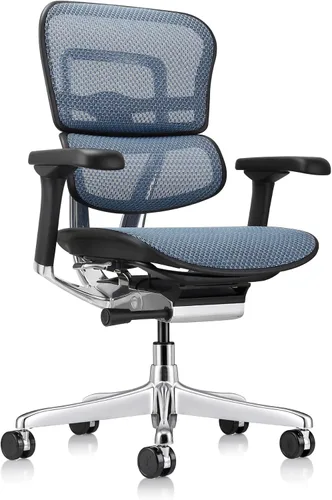 Vista 9 de Eurotech Seating Ergohuman Silla giratoria de malla con respaldo medio, color negro Negro/Cromo