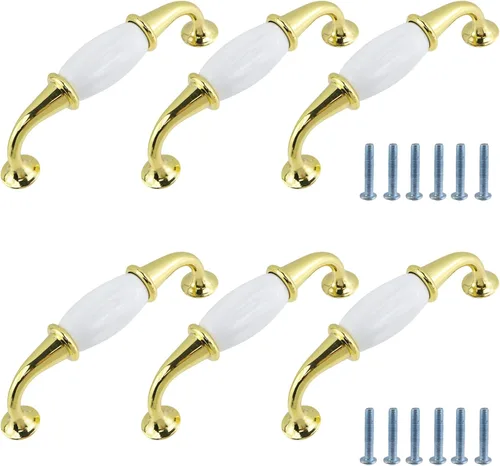 Vista 5 de FarFarBoat - 10 tiradores de porcelana de bronce antiguo para cajones, herrajes de cerámica para gabinetes, 3.8 pulgadas (3.780 in), asas