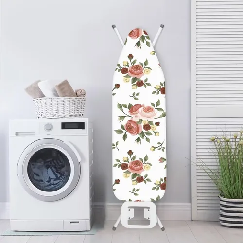 Vista 4 de Funda para tabla de planchar con estampado de rosas vintage con gancho y bucle, sujetadores ajustables, fundas protectoras para tabla de planchar