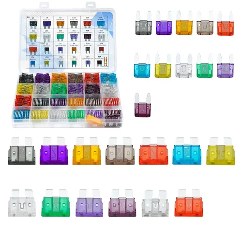 Vista 2 de Juego surtido de 250 fusibles de cuchilla de automóvil, fusible automático estándar y mini fusible de automóvil para marina, RV, cámper, barco