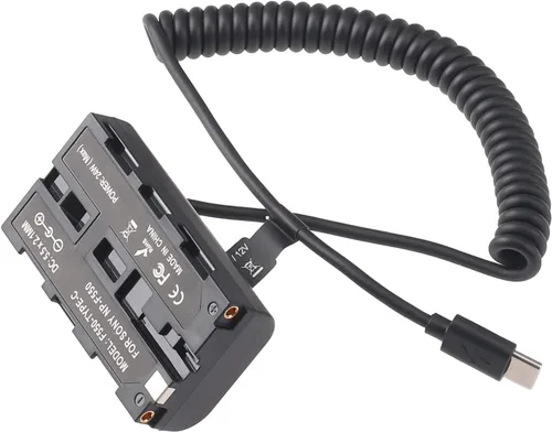 Vista 2 de FocusFoto Cable adaptador de batería ficticia USB-C a NP-F550 para Sony NP-F970 NP-F570 NP-F750 NP-F770 F960 F530 F330 para alimentar la cámara