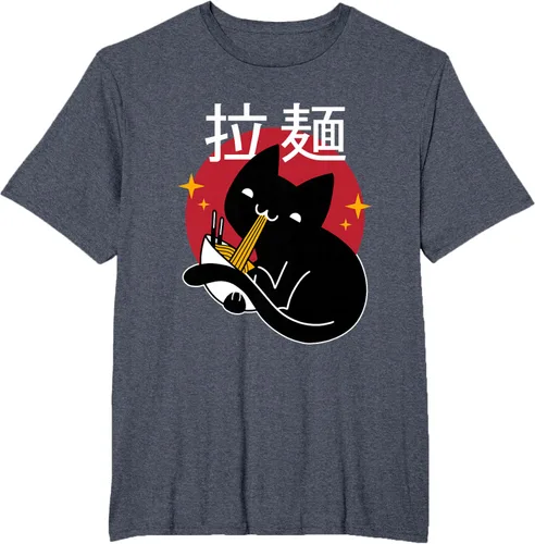 Vista 22 de Camiseta japonesa Ramen Noodle Cat, Negro