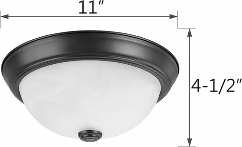 Vista 4 de Aspen Creative 63013-22, montaje empotrado de 2 luces en acabado bronce oscuro con vidrio de alabastro blanco, 11 pulgadas de diámetro, enchufe E26