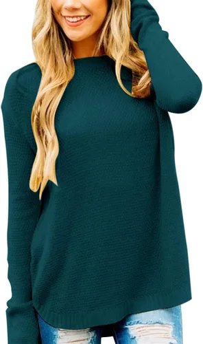 Vista 18 de MEROKEETY Suéteres de manga larga casuales para mujer 2025 con cuello redondo suelto, suéteres de punto estilo pulóver para otoño e invierno Beige