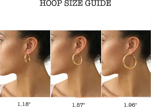Vista 5 de Gold Chunky Hoop Earrings For Women Girls Stainless Steel Tube Hoop Earrings 14k Gold Plated Thick Hoop Earrings