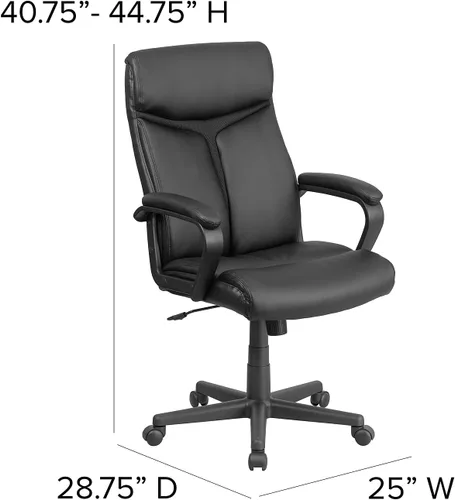 Vista 3 de Flash Furniture Raya - Silla de oficina giratoria ejecutiva de LeatherSoft con respaldo alto y brazos de malla ligera