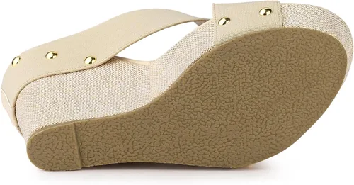 Vista 5 de Allegra K Sandalias de plataforma para mujer Oro M