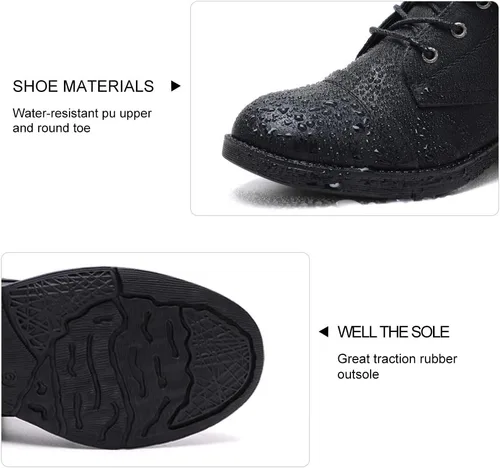 Vista 4 de Botines para mujer, estilo combate con cordones y peluche.
