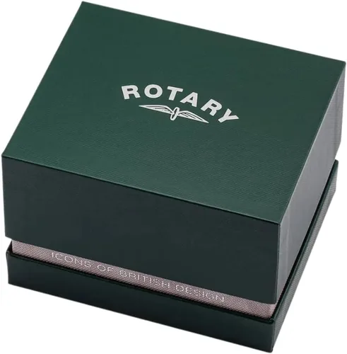 Vista 6 de Rotary Reloj analógico de cuarzo Windsor para hombre con esfera plateada y correa de cuero marrón GS0542002, Moderno