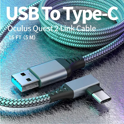 Vista 2 de 16 FT Link Cable forMeta Quest 21 and PCSteam VR, Braided USB 3.2 A to C Compatible for Quest 2 Link Cable, High Speed PC Data Transfer, Fast