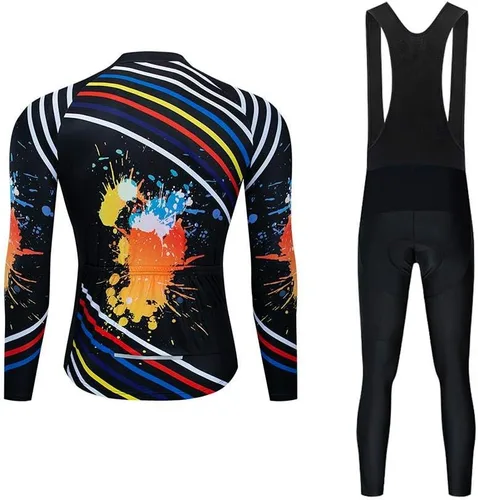 Vista 2 de MOXILYN Camisetas de ciclismo para hombre, conjunto de ropa de bicicleta para hombre, chaqueta de bicicleta de manga larga y pantalones de ciclismo