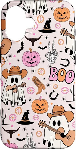 Vista 32 de Spooky Ghost Cowboy Cute Halloween Boo Western Retro Pastel Case for iPhone 17