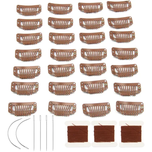 Vista 13 de 20 clips de metal para extensiones de cabello y pelucas Beige -20 piezas