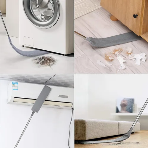 Vista 5 de Plumeros para limpieza, 6 piezas de limpiador de polvo de microfibra con poste de extensión de 30 a 100 pulgadas, kit de plumero de mango largo
