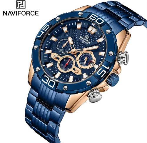 Vista 2 de Naviforce - Reloj de pulsera analógico para hombre con cronógrafo de acero inoxidable