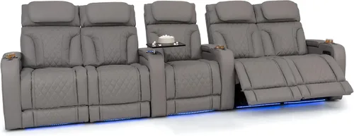 Vista 91 de Seatcraft Luminis 365 - Asiento de cine en casa (fila de 2 biplazas), color carmesí
