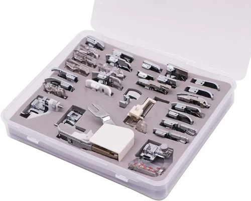 Vista 3 de Juego de 30 prensatelas profesionales para máquina de coser doméstica para hermano, Babylock, cantante, Janome, Elna, Toyota, New Home, Simplicity