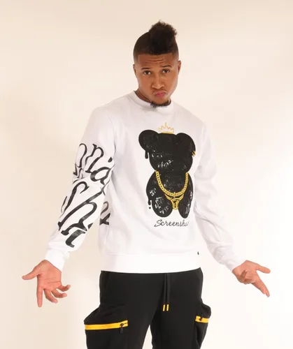 Vista 2 de SCREENSHOT Sudadera con cuello redondo de estilo urbano de Nueva York con graffiti y hip hop para hombre