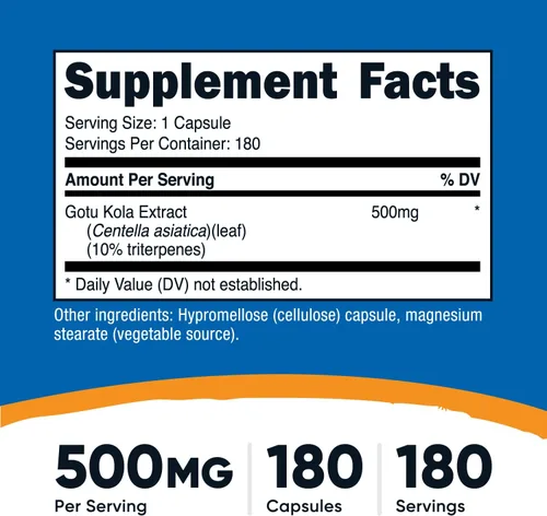 Vista 2 de Nutricost Gotu Kola 500 MG, 180 cápsulas vegetarianas, sin gluten, sin OMG