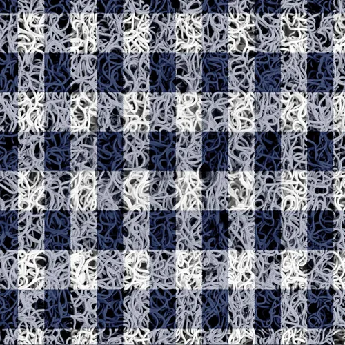 Vista 6 de Tapete de entrada de PVC resistente, tapete de bienvenida rústico, color azul marino y blanco, a cuadros, para interiores y exteriores, parte