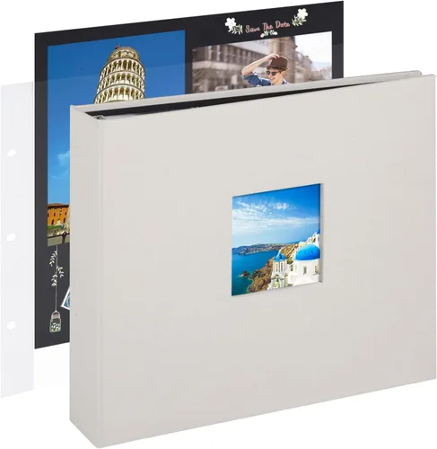 Vista 17 de 1DOT2 8x8 DIY pequeño álbum de recortes con 3 anillas, álbum de fotos con diario, con 30 fundas de plástico, 60 páginas y cubierta de tela